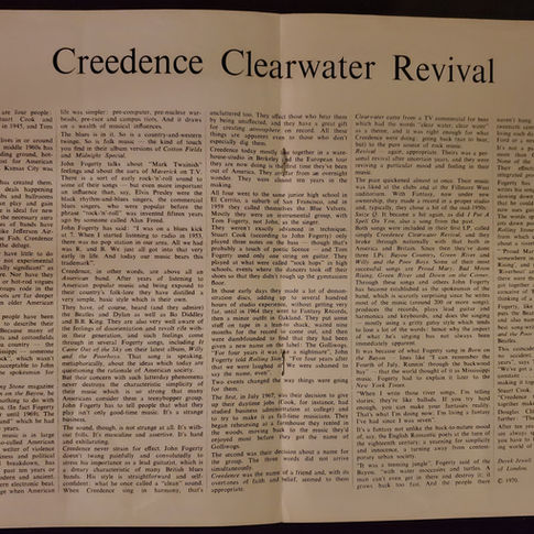 Creedence Clearwater Revival 1970 Tour Program 