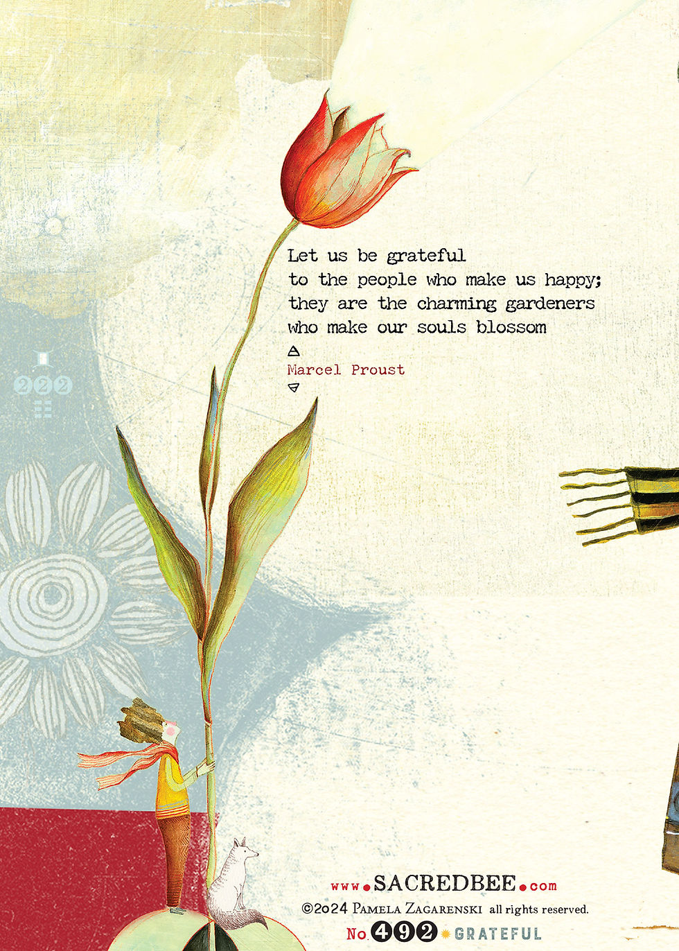 Thumbnail: 492 Grateful Sacredbee Greeting Card