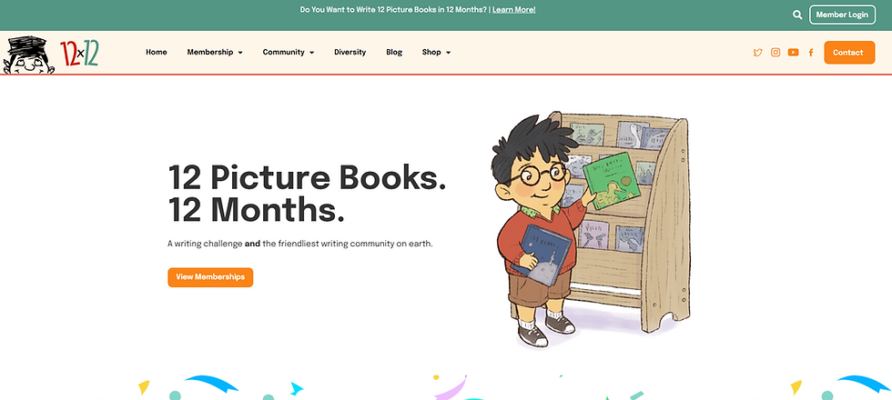 Screenshot of the 12x12 Challenge homepage