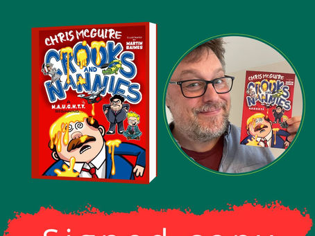 Author Interview and Giveaway with Chris McGuire showing cover of his book Crooks and Nannies: A NAUGHTY Beginning