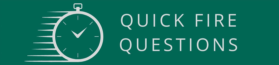 Image of a speeding stopwatch and text: Quick Fire Questions