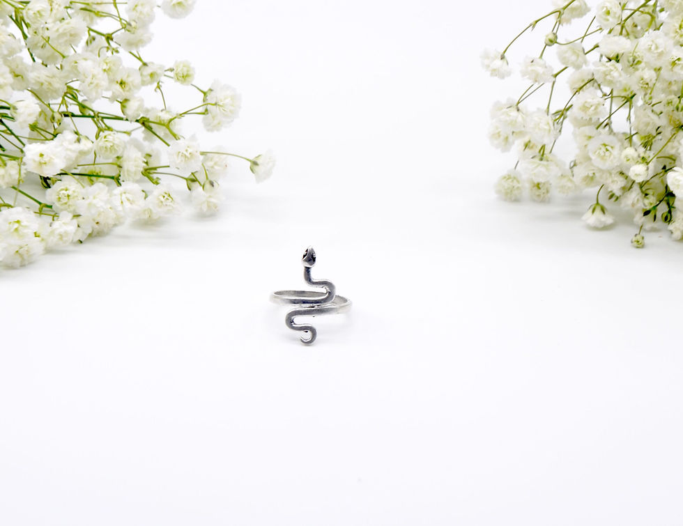 Anello Artigianale Etnico Medium Saanp Simil Argento vista dall'alto