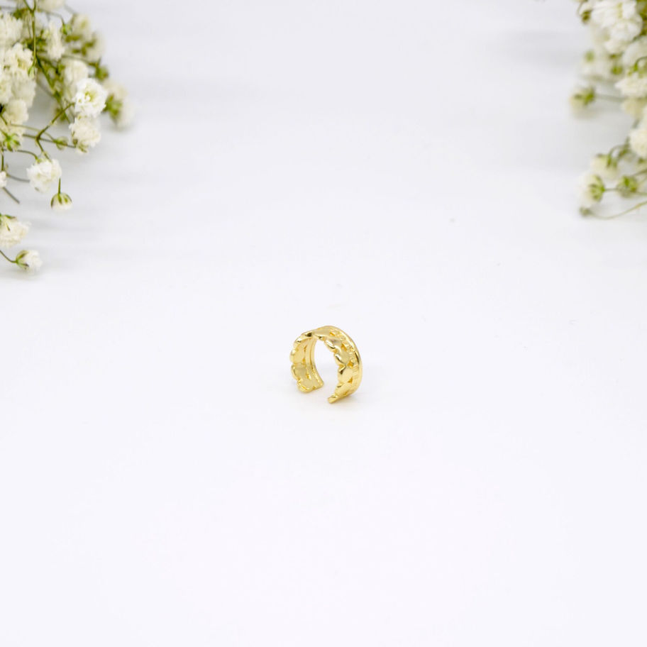 Orecchino Artigianale Etnico Amritsar Oro Giallo vista frontale