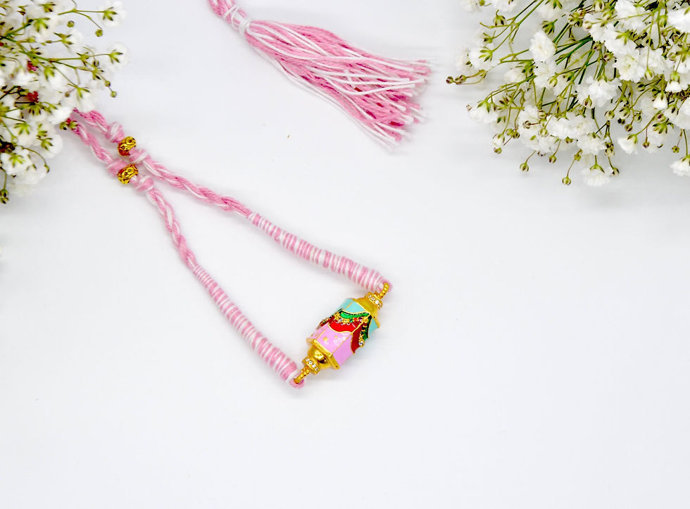 Collana Artigianale Etnica Taweez Cielo&Mare Rosa Multicolor vista dall'alto