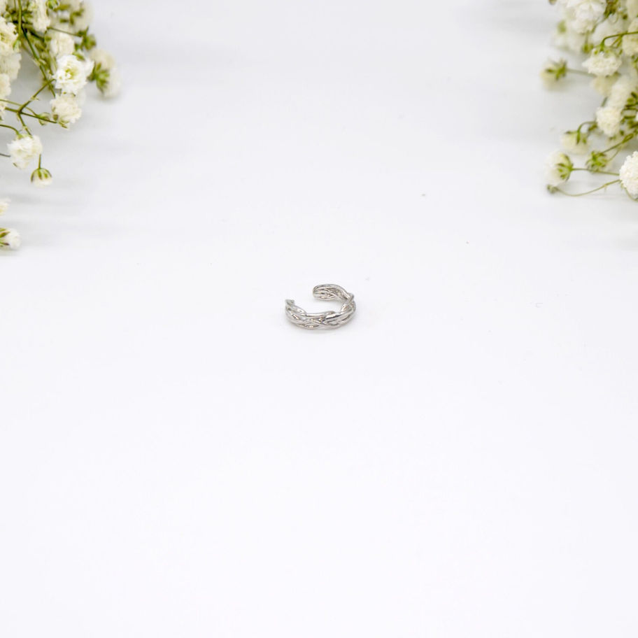 Orecchino Artigianale Etnico Udaipur Oro Bianco vista frontale