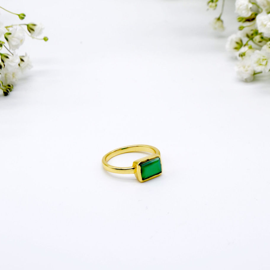 Anello Artigianale Etnico Patna Onice Verde vista frontale