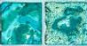 High quality American made Lightstreams Glass Tile Gold Iridescent Collection Aquamarine glass tiles are a beautiful blue / green / aqua color on the shiny side of the tile, with metallic iridescent colors on the reverse side. This green tile / blue tile can be used for pool tile, spa tile, wall tile, floor tile, backsplash tile, kitchen tile, shower tile, bathroom tile, waterline tile, step marker tile, fountain tile, spillway tile, and even accent tile,