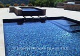 American made Lightstreams Glass Tile all glass tile pool in Gold Iridescent Collection Steel Blue, Silverado, and Bronze glass pool tile