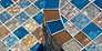 American Made Lightstreams Glass Tile Gold Iridescent Collection SBBS is a three complementary color mix of Steel Blue, Bronze, and Silverado. This grey tile / silver tile, brown tile, and blue tile can be used for pool tile, spa tile, wall tile, floor tile, backsplash tile, kitchen tile, shower tile, bathroom tile, waterline tile, step marker tile, fountain tile, spillway tile, and even accent tile,
