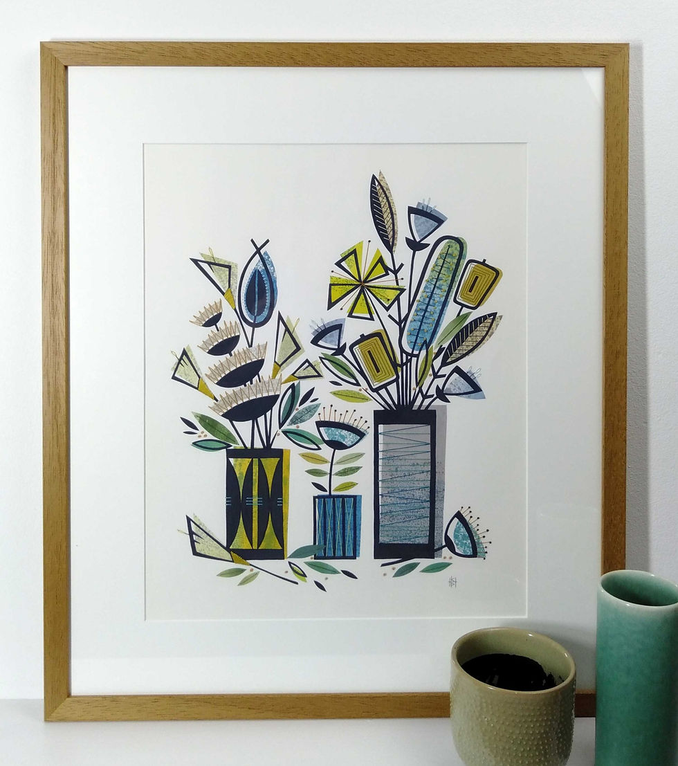 Thumbnail: ART PRINT - Retro Garden, 'Three Vases'.