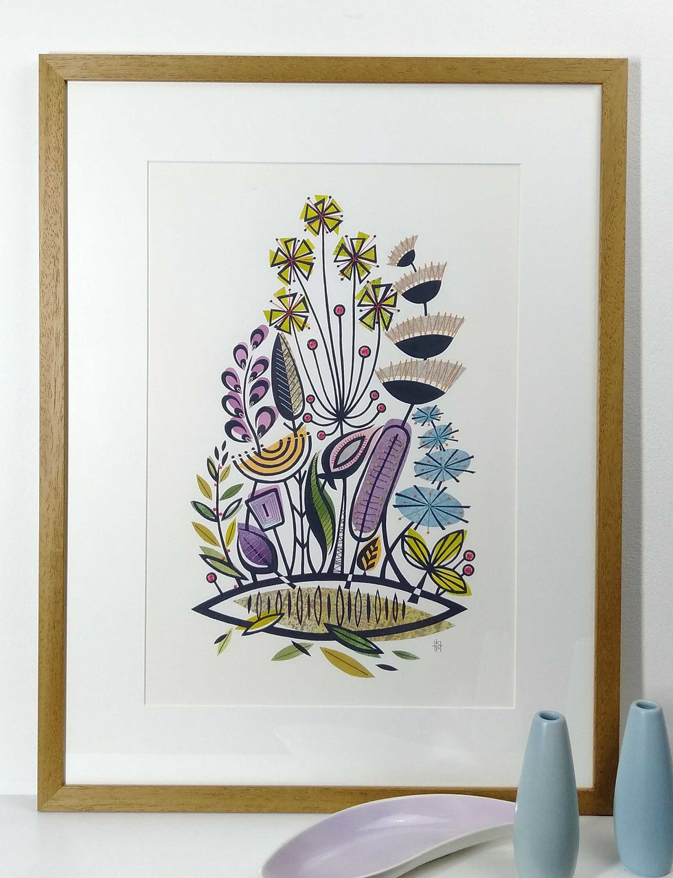 Thumbnail: ART PRINT - Retro Garden, 'Summer Border'