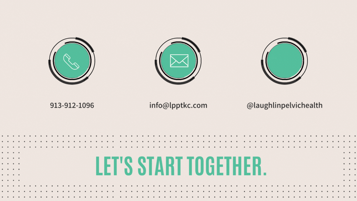 A slide showing three green circle icons for phone, email, and search, each with matching text below: a phone number, an email address, and a social handle. Below them is a large line of text that says LET'S START TOGETHER.