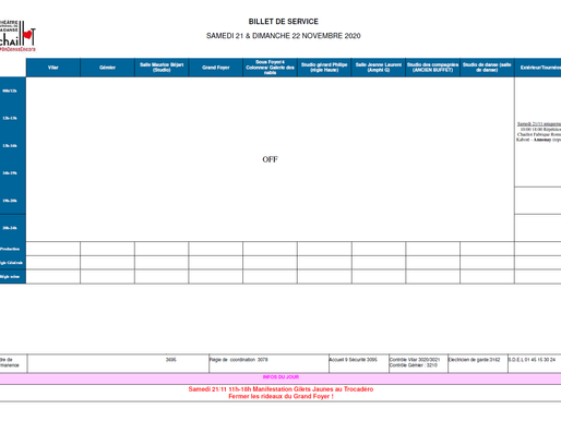 Billets de service 21-22-23 novembre 2020 & semaine 48 - gilets jaunes et jaunes gilets