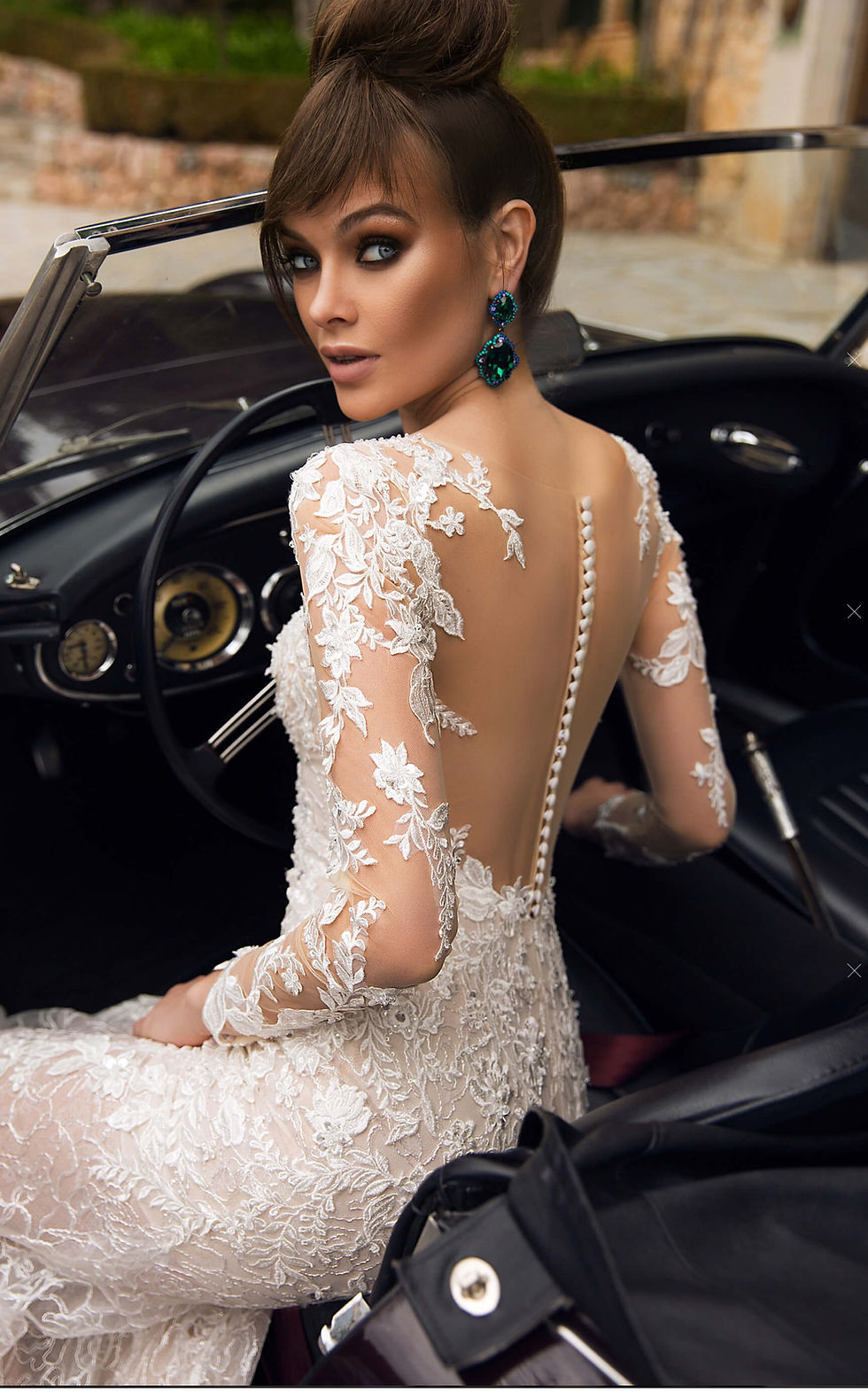 Thumbnail: Long sleeve lace mermaid wedding dress with nude lining, sweetheart neckline ,me