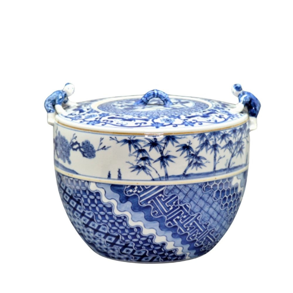 祥瑞 二閑人 水指は、穏やかに描かれた二閑人が、悠々とした風情を醸し出す逸品です。