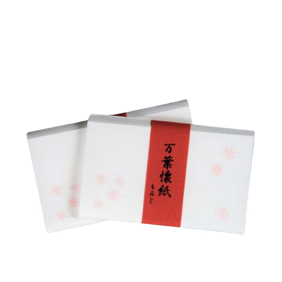 万葉懐紙「もみじ」(2帖入)、こころ懐紙本舗。秋の風情を表す紅葉模様入り懐紙です。