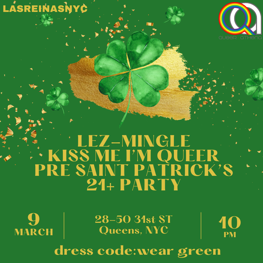 A vibrant promotional image for a Pre-Saint Patrick’s Day party, featuring a lively atmosphere and a call to action for attendees.