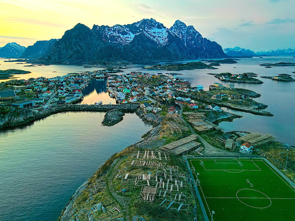 The famous floating football pitch at Henningsvær