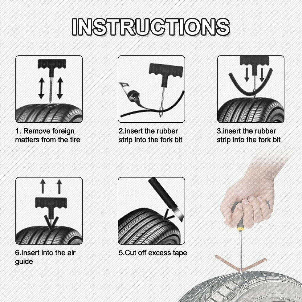 Thumbnail: 68pc Tire Repair Kit DIY Flat Tire Repair Car Truck Motorcycle Home Plug Patch