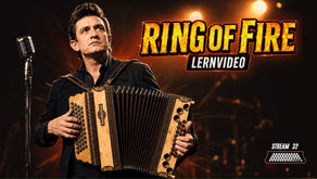 Steirische Harmonika im Ring of Fire Stil mit feuriger Stimmung als Titelbild für ein Lernvideo zum Song Ring of Fire.