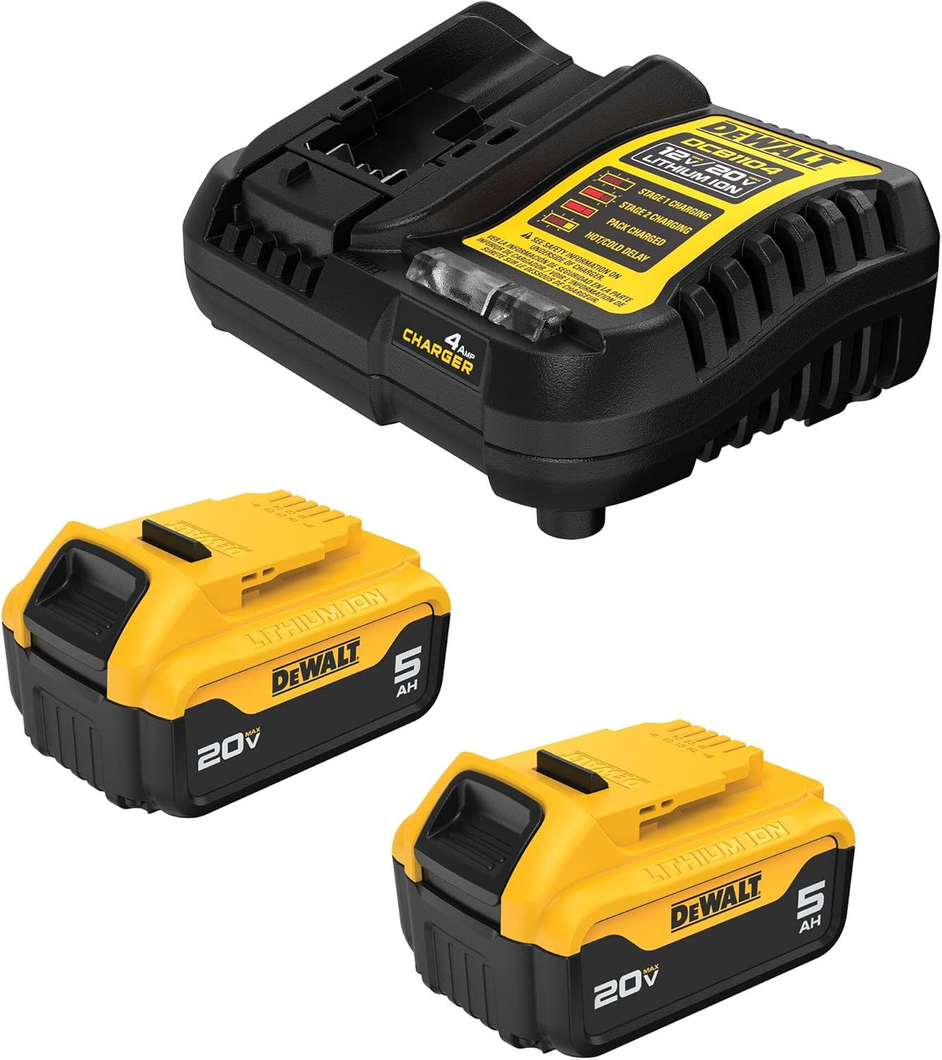 DEWALT 20V MAX 5.0 Ah Battery 2-Pack with Charger Starter Kit (DCB205-2C)