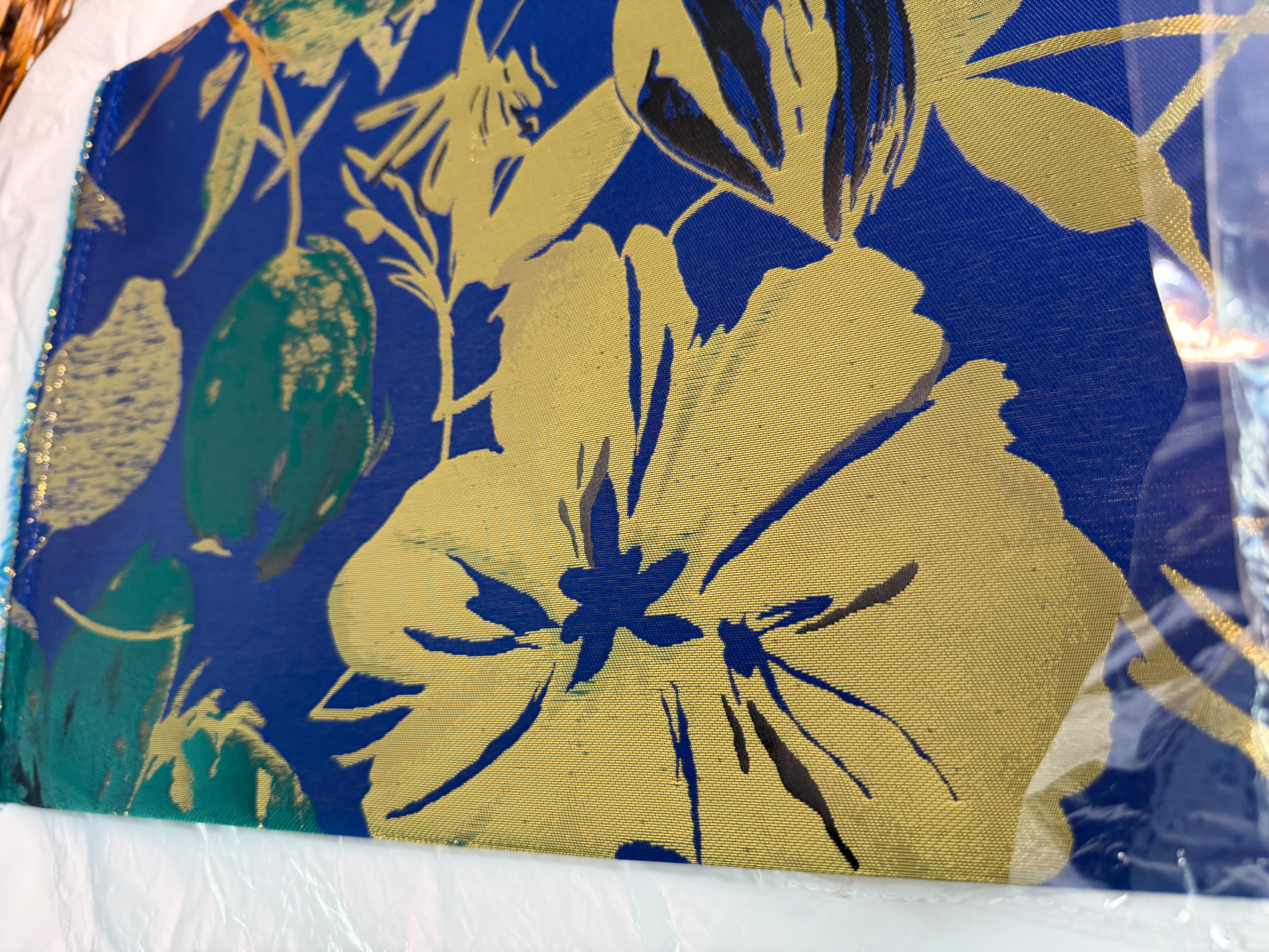 ✨ Royal Blue & Gold Floral HOH Gele – Elegant Couture HOH Headtie