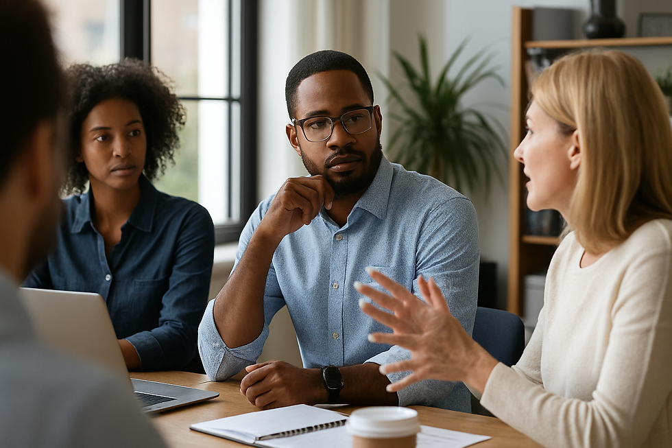 Leader practicing active listening as a key leadership quality during change.