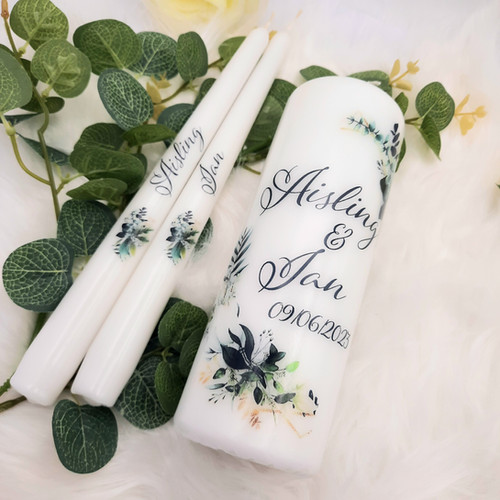 Greenery custom wedding candles I DO FOR YOU Dublin Ireland