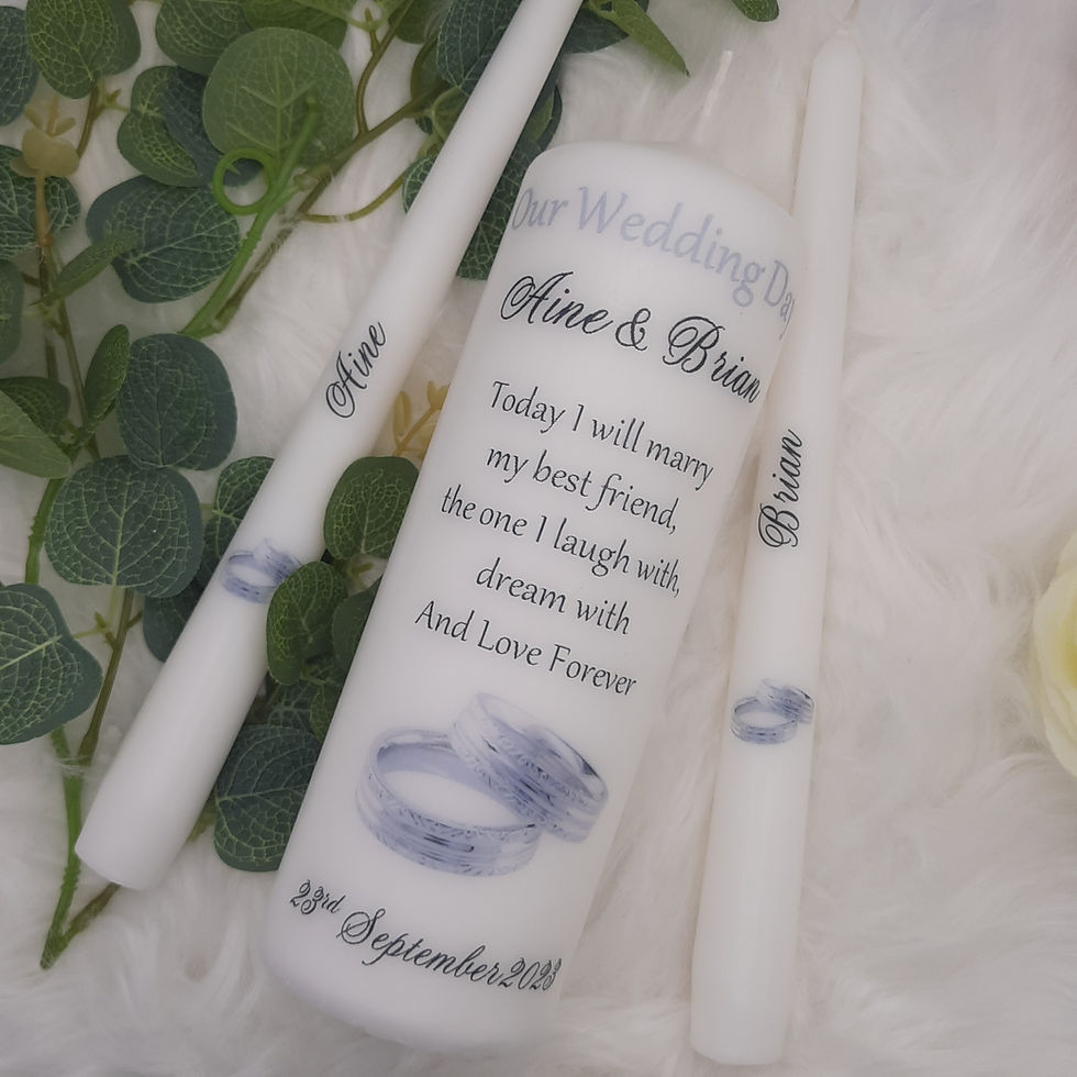 Thumbnail: Custom Wedding candles - Silver rings