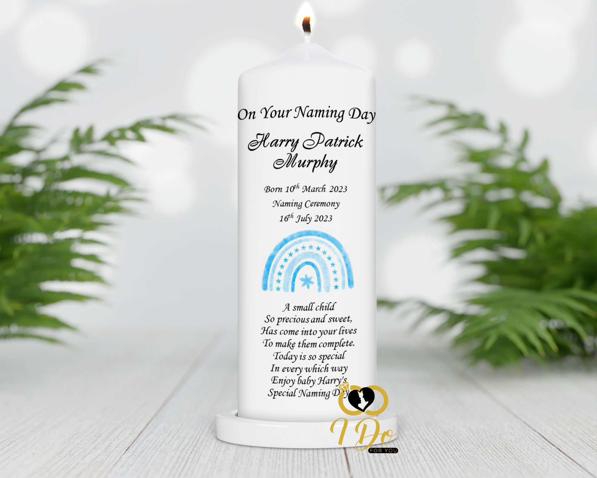 Personalised Naming ceremony candle - Harry