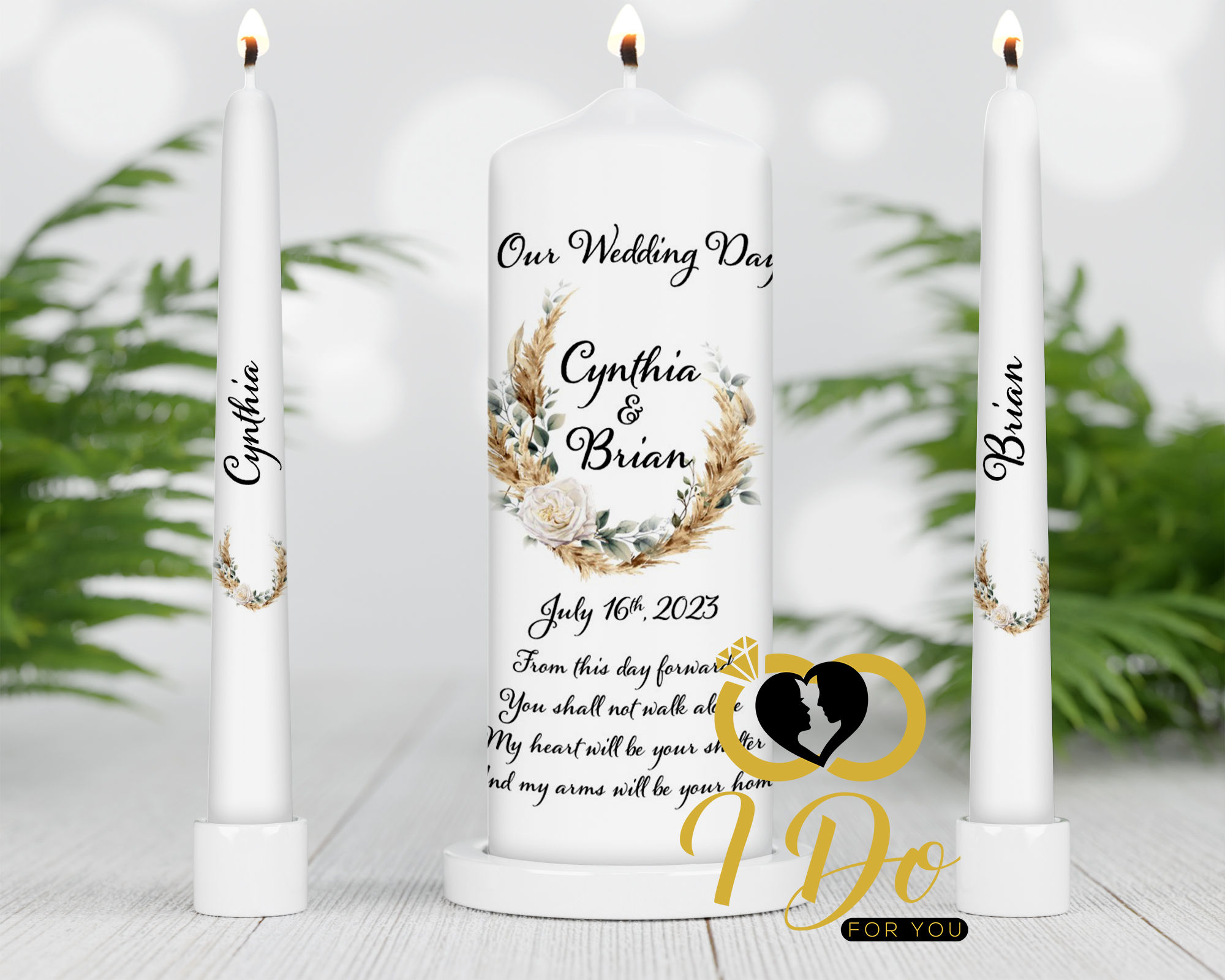 Boho style Wedding candles