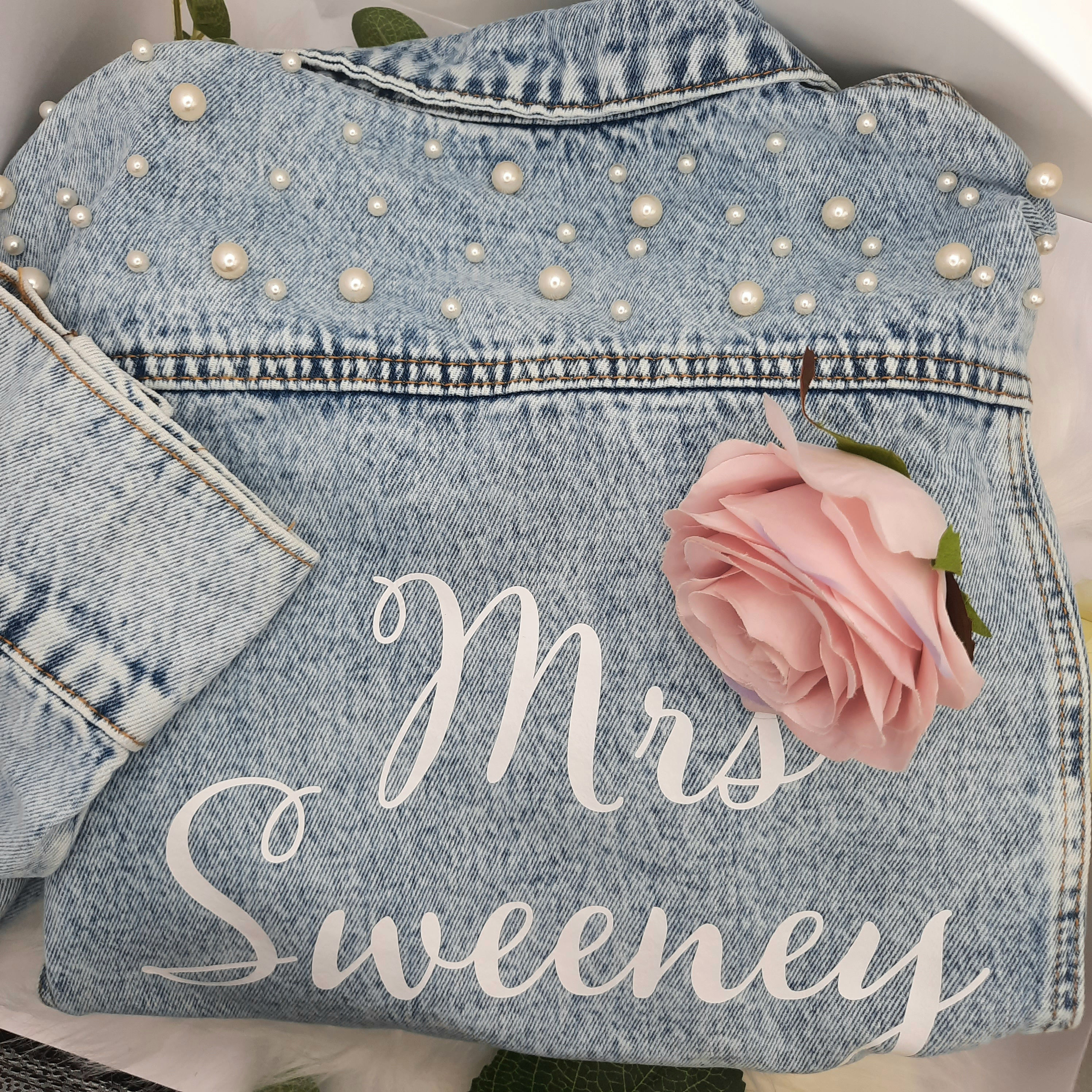 Personalised Bride denim jacket - something blue for your wedding day