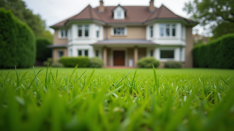 Eye-level view of a well-maintained residential property with a manicured lawn