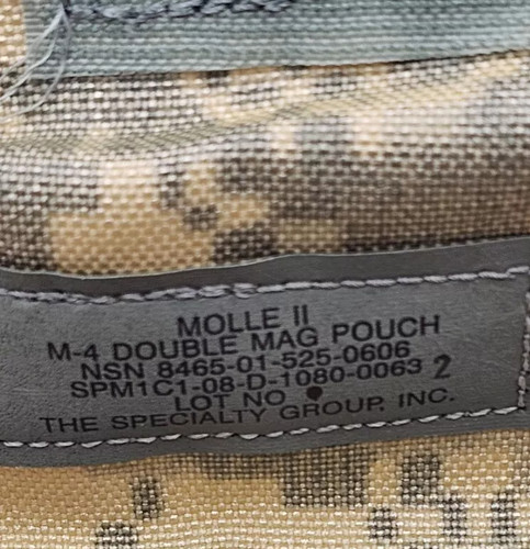 Lot Of 2 US Military MOLLE II Double Magazine Pouch - ACU Digital Camo, Genuine Issue, Nylon, NSN 8465-01-525-0606