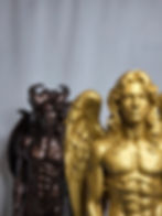 Thumbnail: The Shoulder Set: Angel and Demon Twink Male Nude Sculpture - Queer Mythos