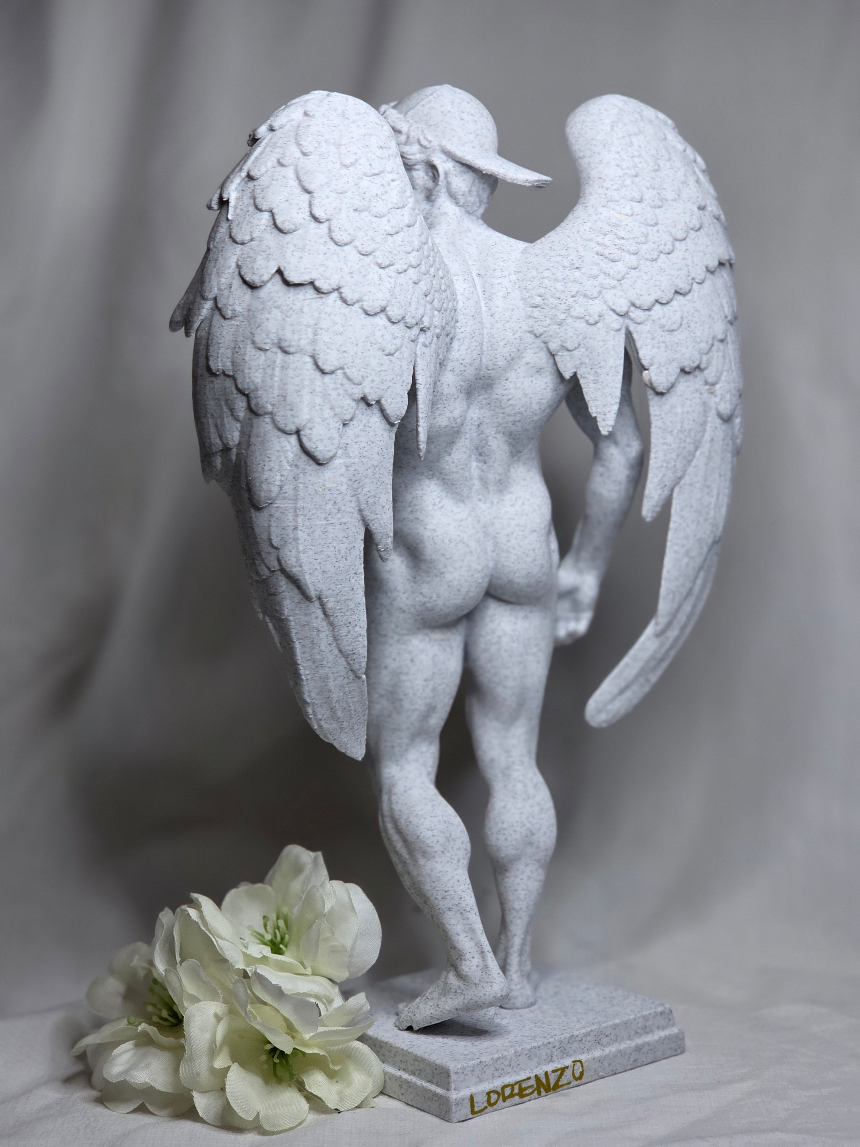Limited Edition Angelic Male Statue | Golden Himbo with Wings, Backwards Cap