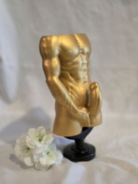 Gold Male Torso Sculpture - Anatomical Male Nude Statue