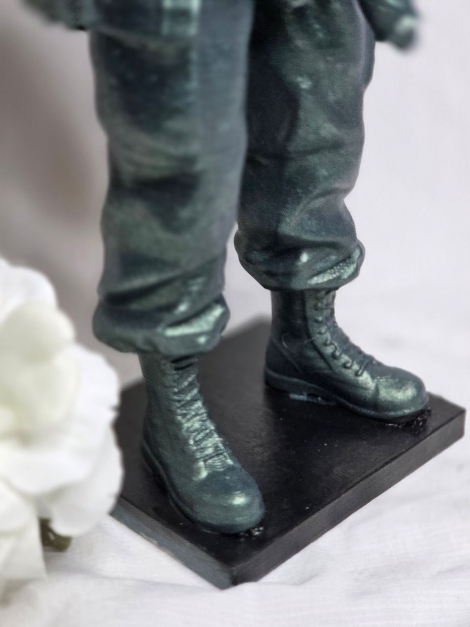 Duty and Pride: Metallic Green Military Male Nude Statue