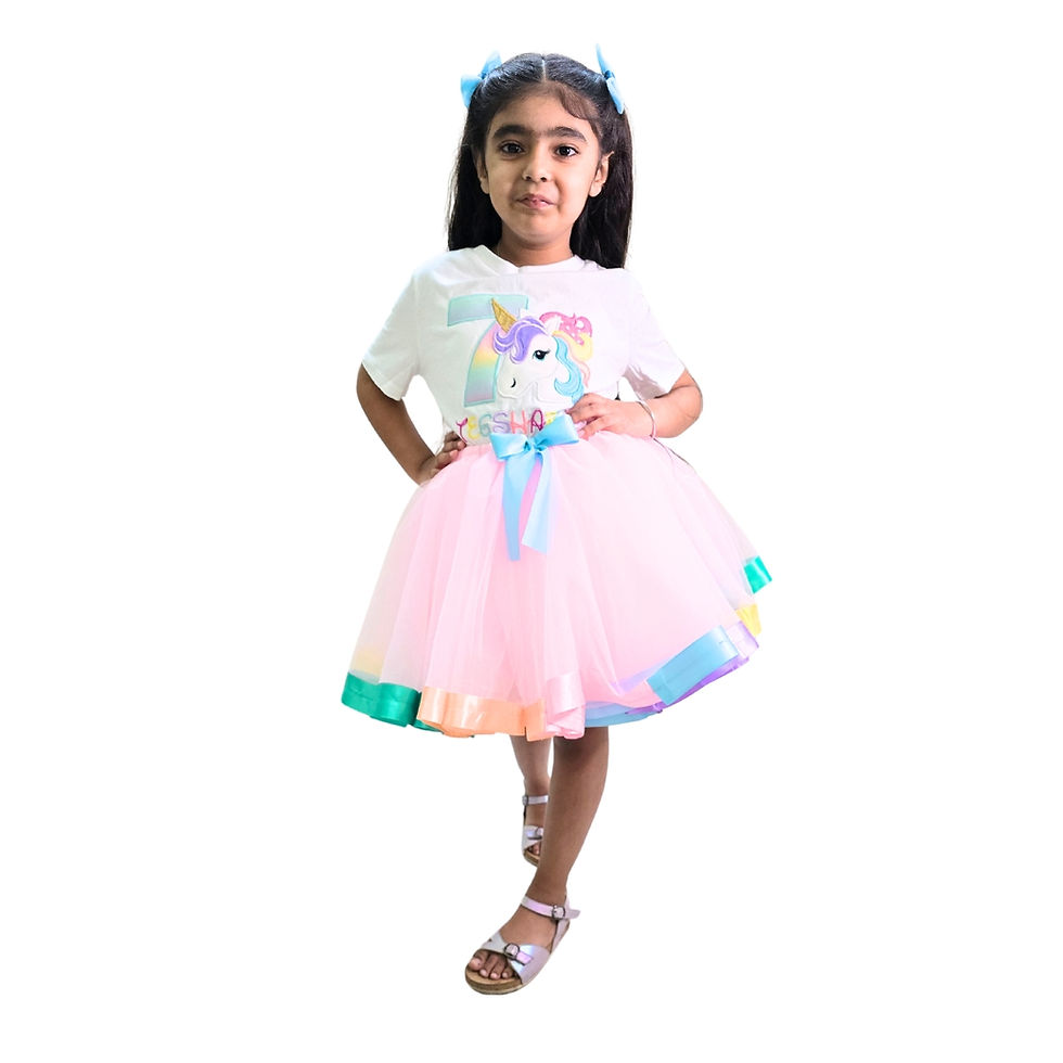 Thumbnail: Tutu Dress for Girls (Pink & Rainbow)-12
