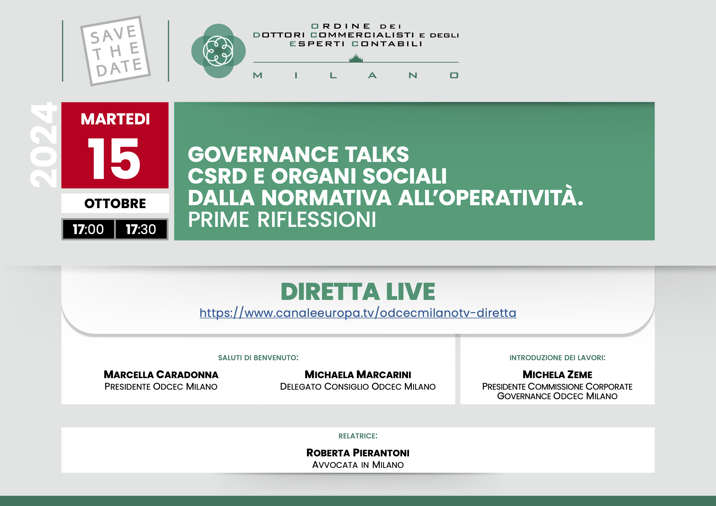 GOVERNANCE TALKS CSRD E ORGANI SOCIALI DALLA NORMATIVA ALL'OPERATIVITÀ. PRIME  RIFLESSIONI
