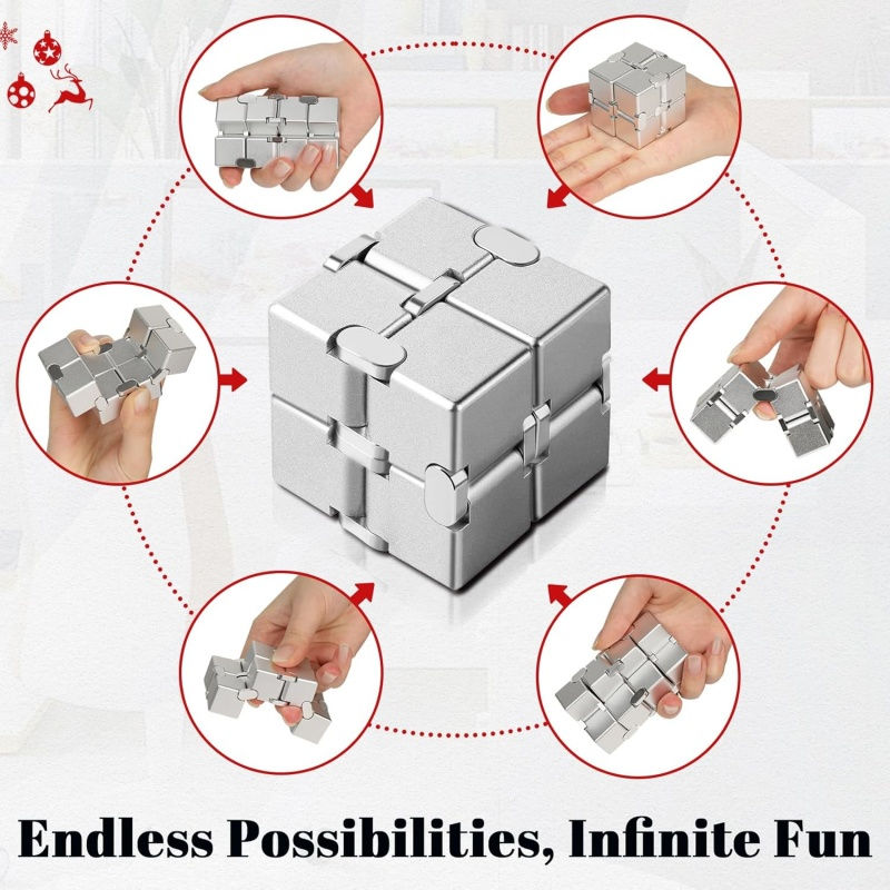 Miniatura: Cubo antiestresse infinito de metal para alívio do estresse e ansiedade/TDAH, br