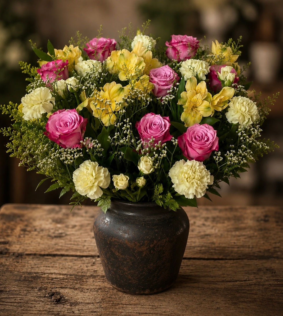 Large Luxury flower arrangement in pink, yellow and white