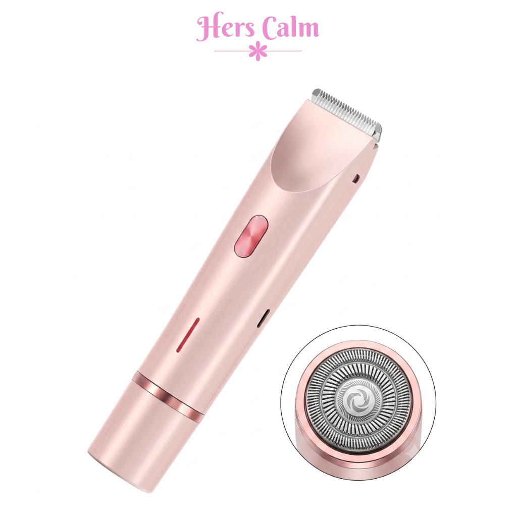 Hers Calm pink electric trimmer with rotary shaver head