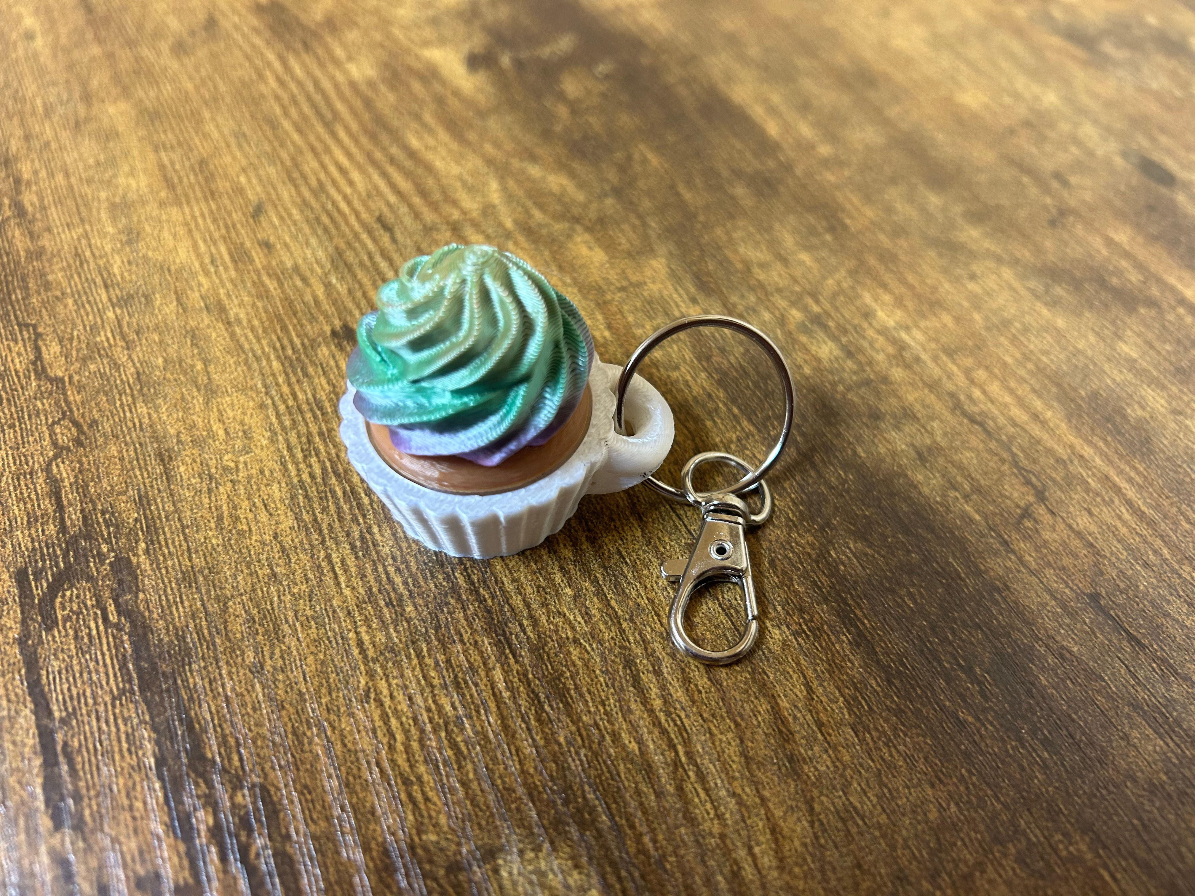 Candy Rainbow Cupcake Clicker Keychain