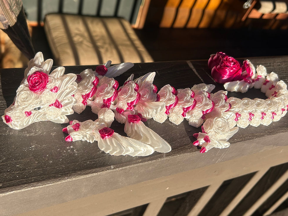 White and Pink Large Rose Heart Clicker Dragon
