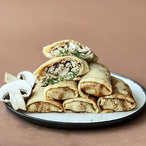 Hühnerfleisch Blinis