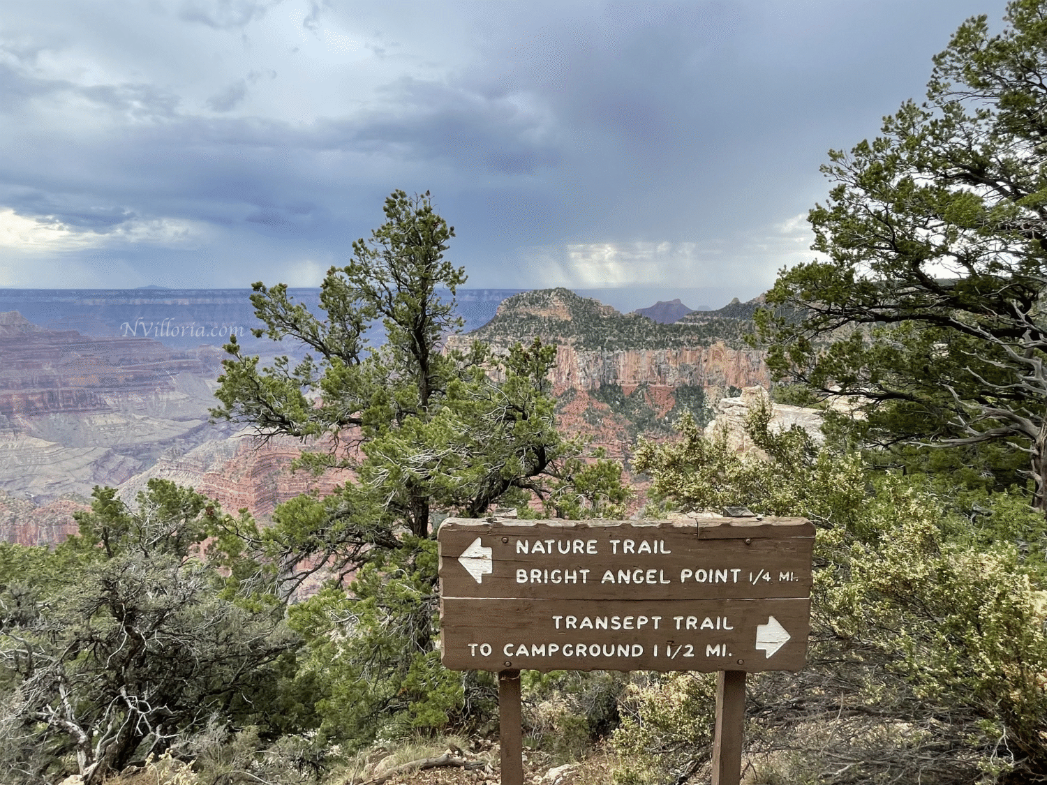 Signage for trails at the Grand Canyon North Rim - via NVilloria.com