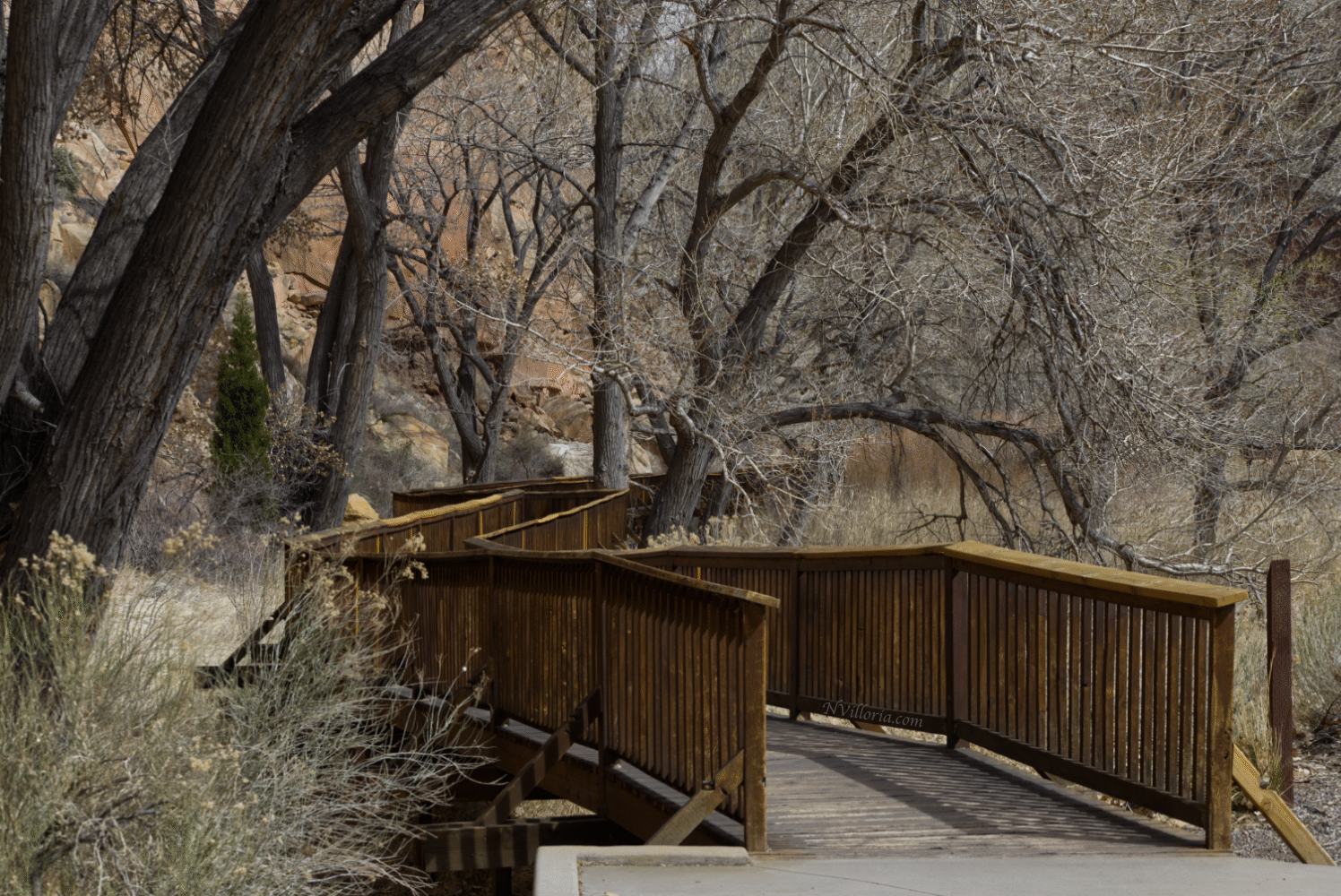 a bridge walkway at Capitol Reef National Park via NVilloria.com