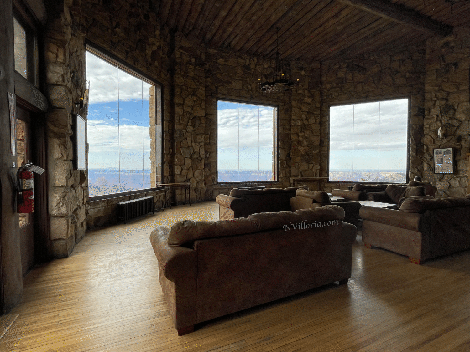 Inside the lodge looking out at the Grand Canyon North Rim - via NVilloria.com