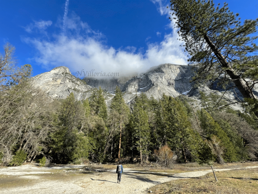 Someone walking across an open field at Yosemite National Park. Blog photo from NVilloria.com